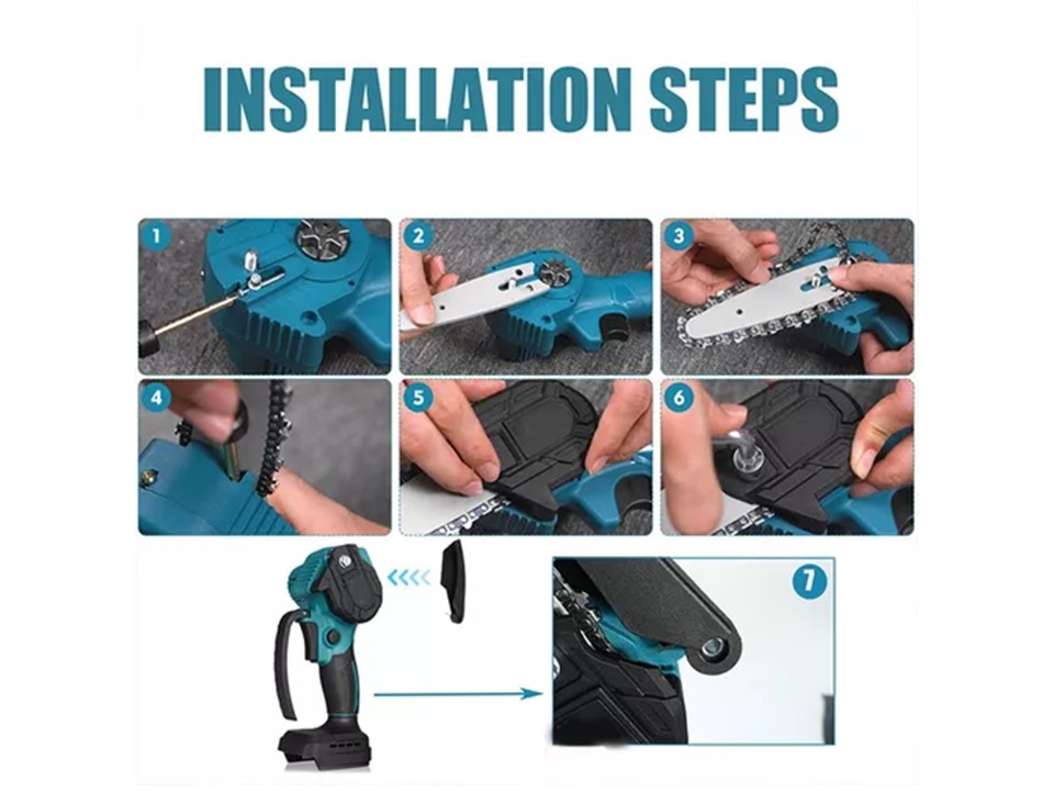 Motosierra Electrica Inalámbrica 2 Baterias Y Accesorios - Imagen 4