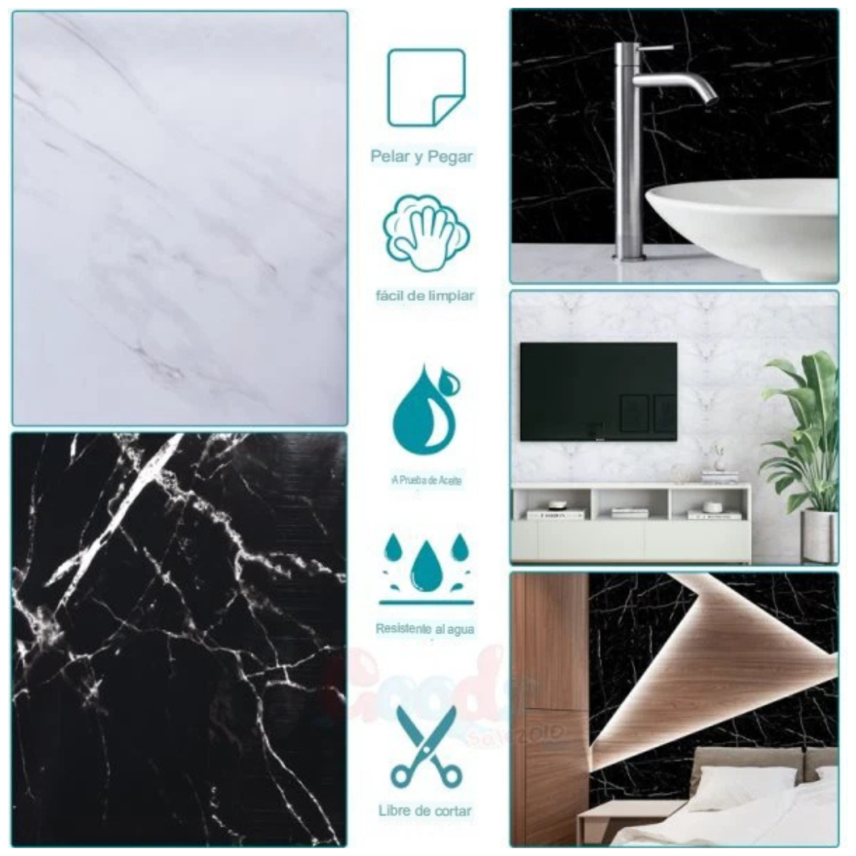 Papel Tapiz Mármol Negro 3 M x 300 CM - Imagen 3